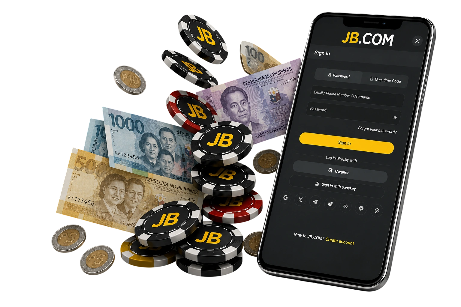 Secure JB.COM login with Philippine peso balance and mobile casino wallet